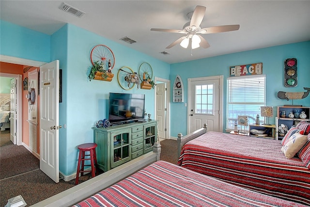 141 Mustang Royale Blvd, Port Aransas, TX 78373 - bedroom with carpet floors, baseboards, and ceiling fan