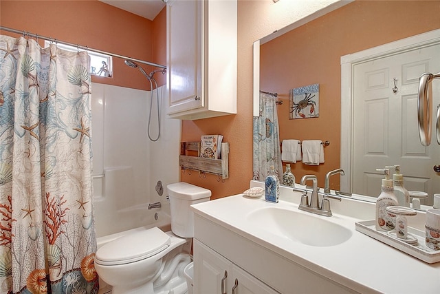 141 Mustang Royale Blvd, Port Aransas, TX 78373 - bathroom featuring vanity, toilet, shower / tub combo with curtain, and a textured wall