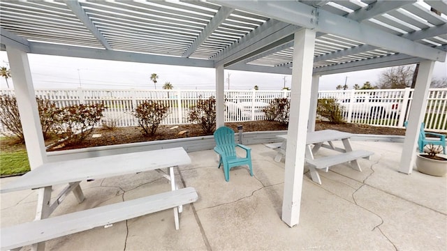 view of patio featuring a pergola