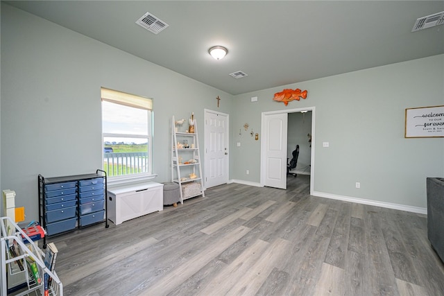 interior space with light hardwood / wood-style floors