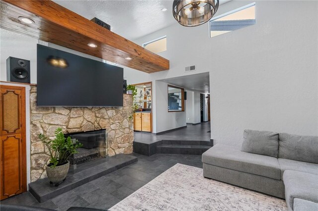 5922 Parkland Dr, Corpus Christi, TX 78413 - living room with a fireplace and recessed lighting