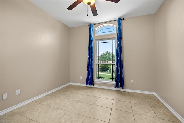 7406 Brush Creek Dr, Corpus Christi, TX 78414 - unfurnished room with a ceiling fan, light tile patterned flooring, and baseboards