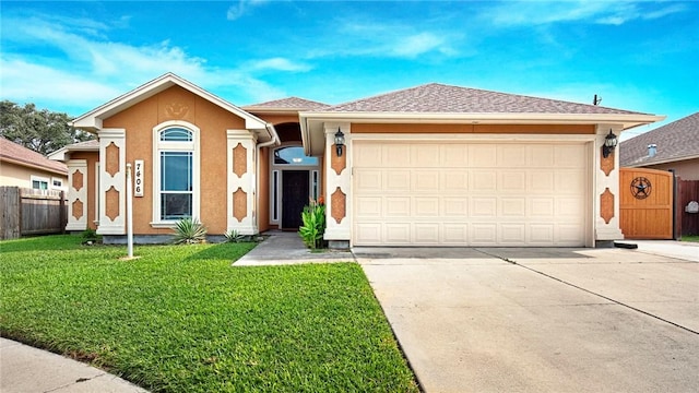 7406 Brush Creek Dr, Corpus Christi, TX 78414 - ranch-style home with concrete driveway, an attached garage, and stucco siding