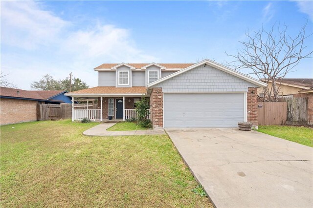 view of front facade featuring a front yard and a garage