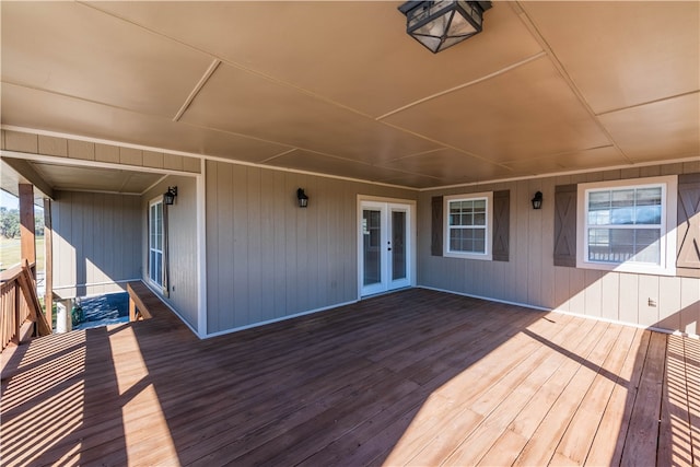 wooden terrace with french doors