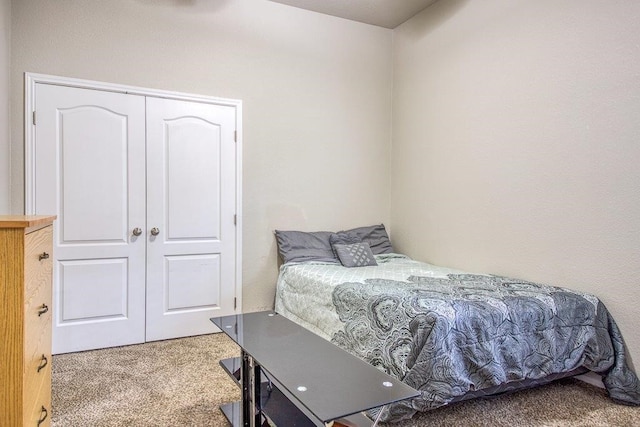 bedroom with a closet and carpet