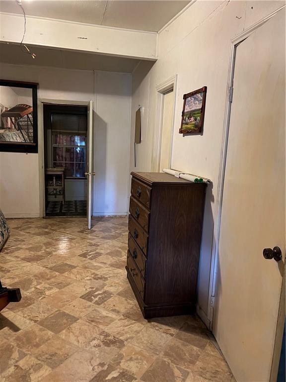 hallway with stone finish floor