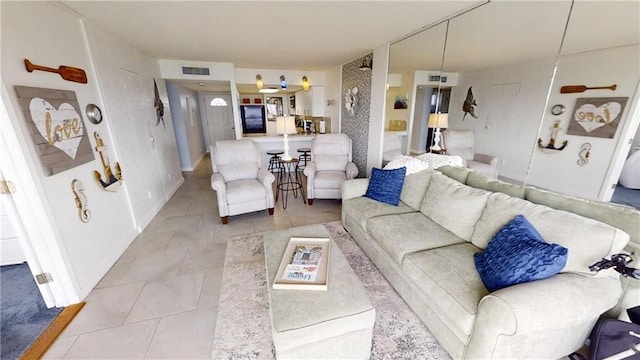 view of tiled living room