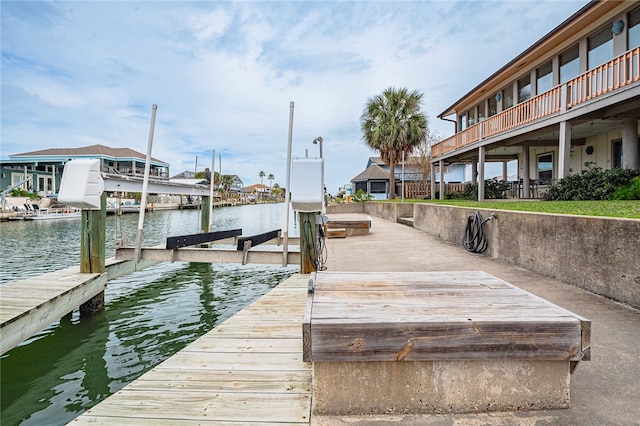 view of dock featuring a water view