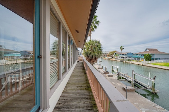 dock area featuring a water view