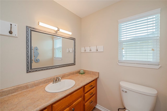 bathroom with toilet and vanity