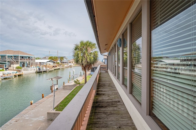 dock area featuring a water view