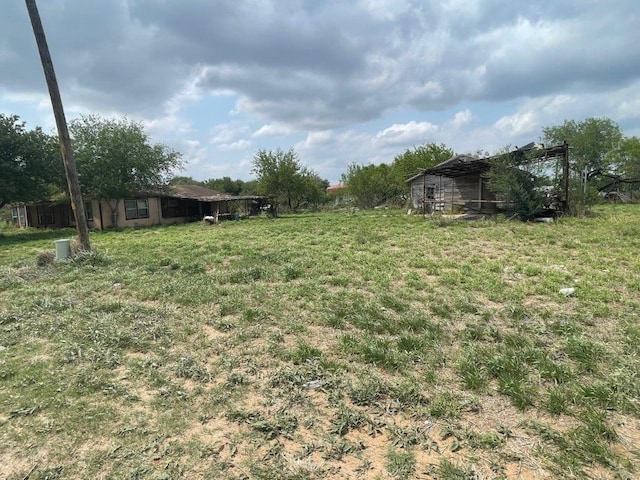 view of yard featuring an outdoor structure