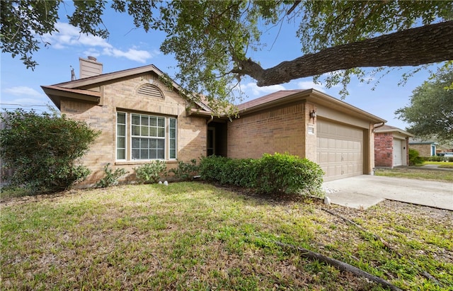 ranch-style house with a front lawn and a garage