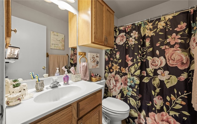 bathroom with toilet and vanity