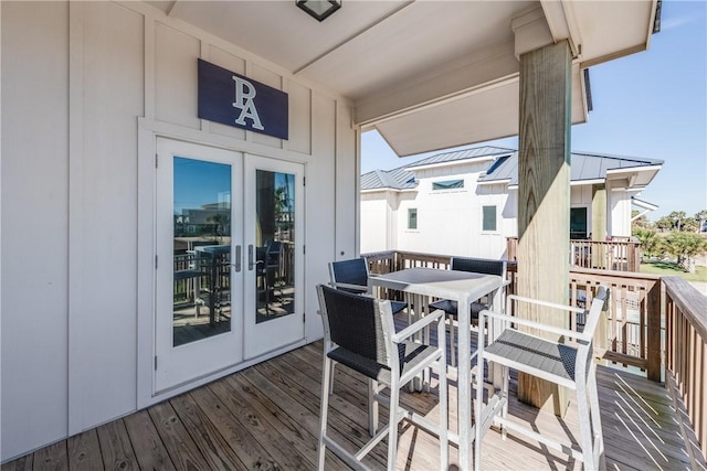 wooden deck with french doors