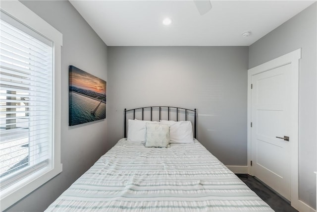 bedroom featuring dark hardwood / wood-style floors