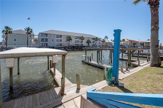 view of dock featuring a water view