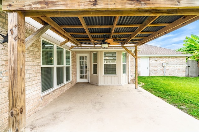 view of patio / terrace featuring ceiling fan