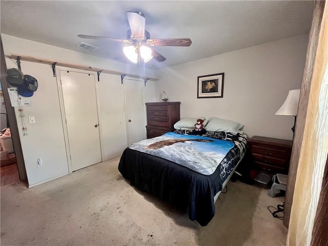 3101 Saskatchewan Dr, Corpus Christi, TX 78414 - bedroom featuring concrete flooring and a ceiling fan