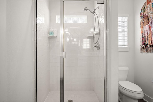 full bath with a stall shower and toilet