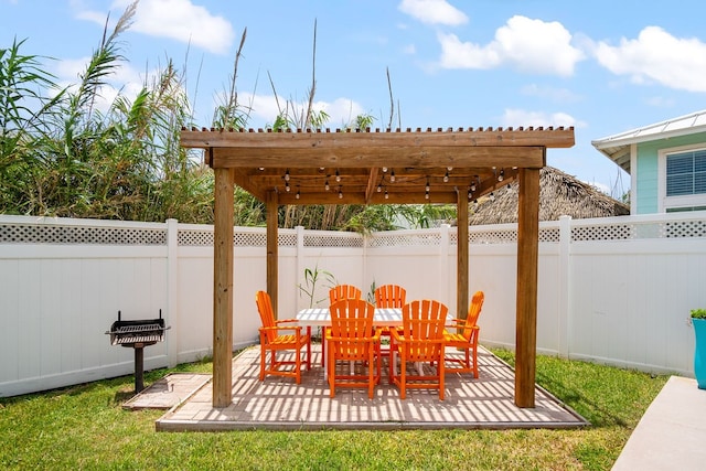 view of patio / terrace featuring a pergola