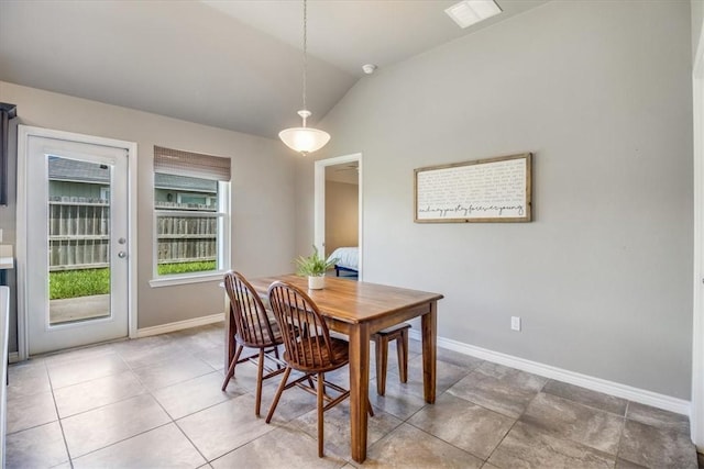 6753 Mikayla St, Corpus Christi, TX 78413 - dining area featuring lofted ceiling and light tile patterned floors