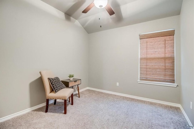 6753 Mikayla St, Corpus Christi, TX 78413 - sitting room with carpet floors, a ceiling fan, and vaulted ceiling