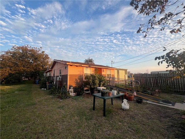 exterior space with a lawn