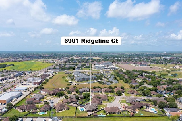6901 Ridgeline Ct, Corpus Christi, TX 78413 - aerial view of property and surrounding area with nearby suburban area
