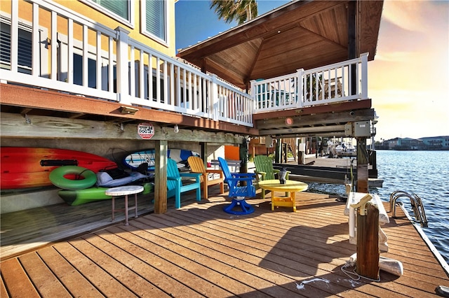 dock area featuring a water view