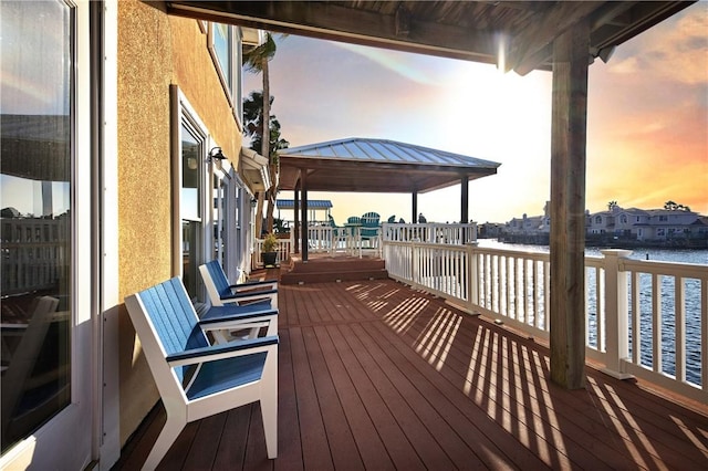 13953 Dasmarinas Dr, Corpus Christi, TX 78418 - wooden deck featuring a water view and a gazebo