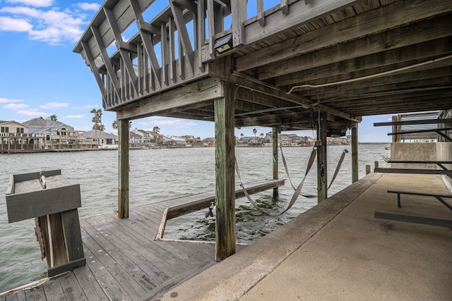 view of dock featuring a water view