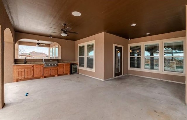 2013 Magnolia Falls Dr, Corpus Christi, TX 78415 - view of patio / terrace with a grill, beverage cooler, area for grilling, and ceiling fan