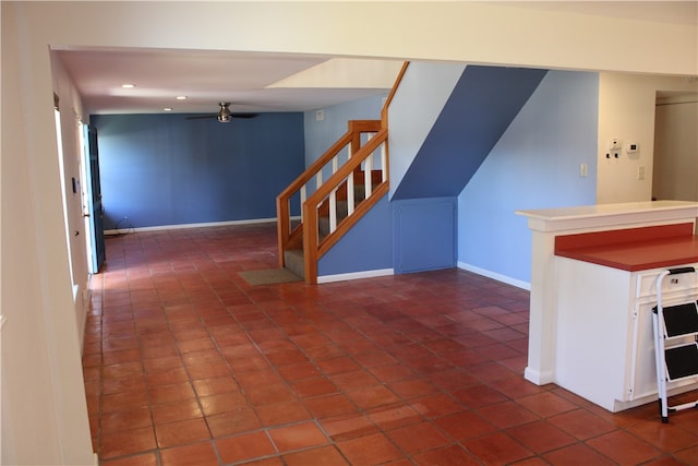 interior space featuring dark tile patterned floors