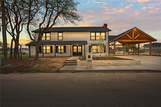 view of front of property with a gazebo