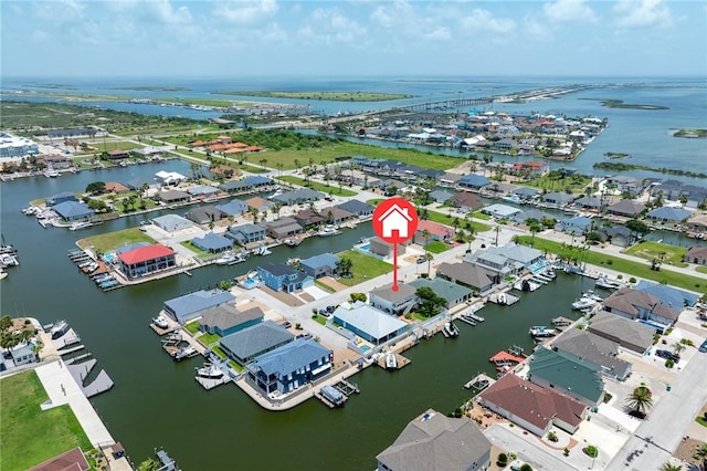 109 Tarpon Ct, Aransas Pass, TX 78336 - aerial view of property and surrounding area featuring a large body of water and nearby suburban area
