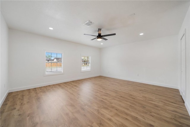 2442 Bevecrest Dr, Corpus Christi, TX 78415 - unfurnished room featuring wood finished floors, recessed lighting, baseboards, and ceiling fan