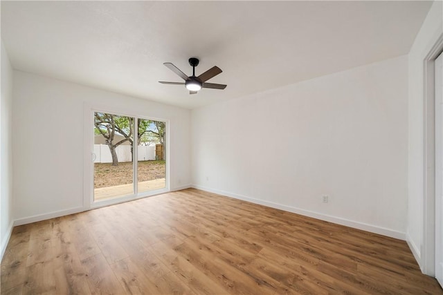 2442 Bevecrest Dr, Corpus Christi, TX 78415 - empty room featuring baseboards, ceiling fan, and wood finished floors