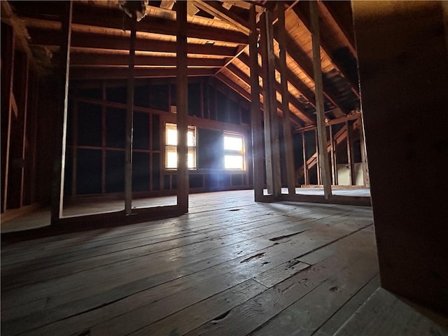 view of unfinished attic