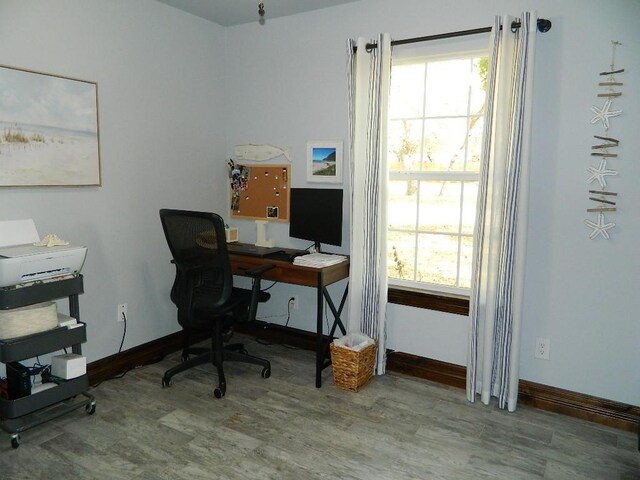 office area featuring hardwood / wood-style flooring and a wealth of natural light