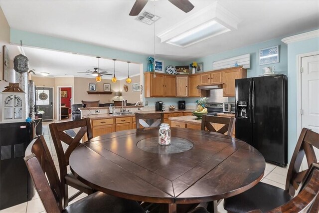 6517 Marblewing Dr, Corpus Christi, TX 78414 - dining space featuring ceiling fan and light tile patterned floors