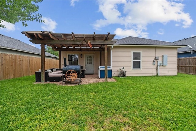 6517 Marblewing Dr, Corpus Christi, TX 78414 - back of house featuring a pergola, a patio, and an outdoor hangout area
