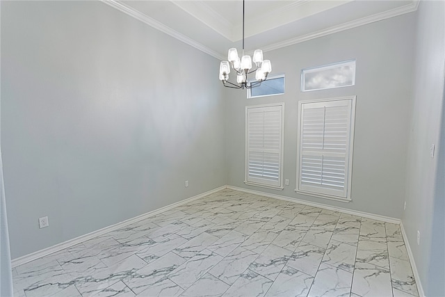 spare room with an inviting chandelier