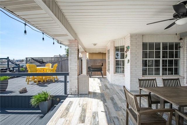 deck featuring a ceiling fan