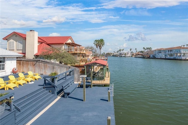 dock area featuring a water view