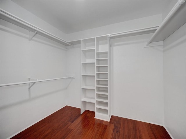 walk in closet with wood finished floors