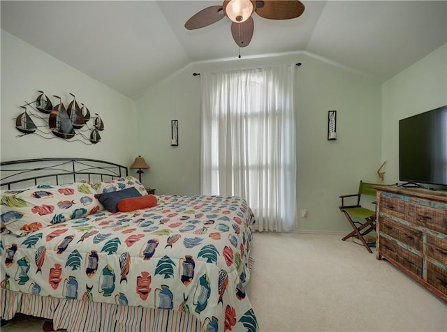 14218 Punta Bonaire Dr, Corpus Christi, TX 78418 - carpeted bedroom featuring vaulted ceiling and ceiling fan