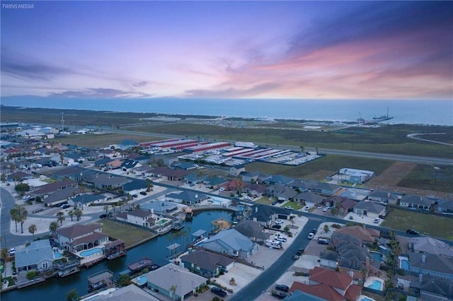 14218 Punta Bonaire Dr, Corpus Christi, TX 78418 - aerial view at dusk of a water view