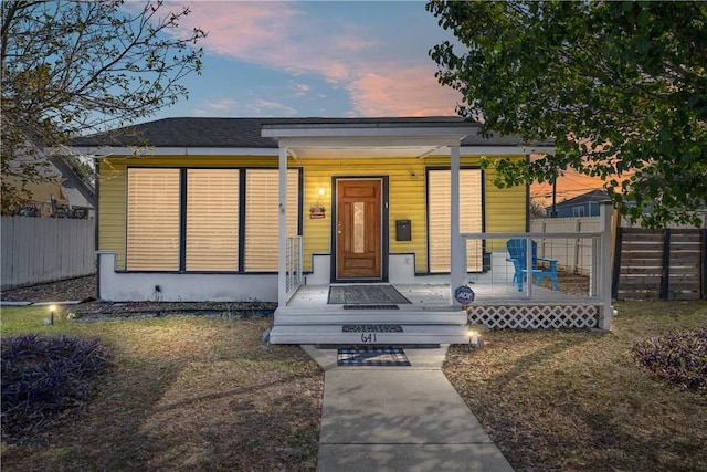 view of front of property with a porch